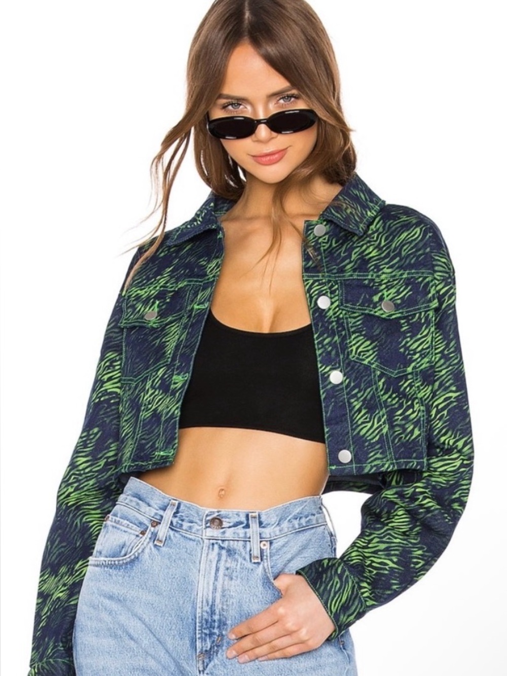 I.AM.GIA Black and Green Jean Jacket